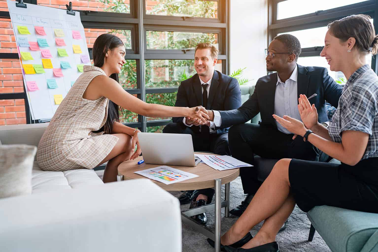 Multiracial business people having meeting and brainstorming discussed about work in conference room in the creative office.
