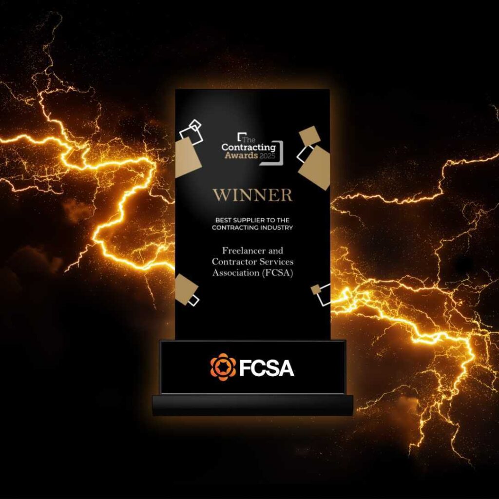 Image of the The Contracting Awards trophy presented to FCSA at the 2025 awards for the category "Best Supplier to the Contracting Industry"